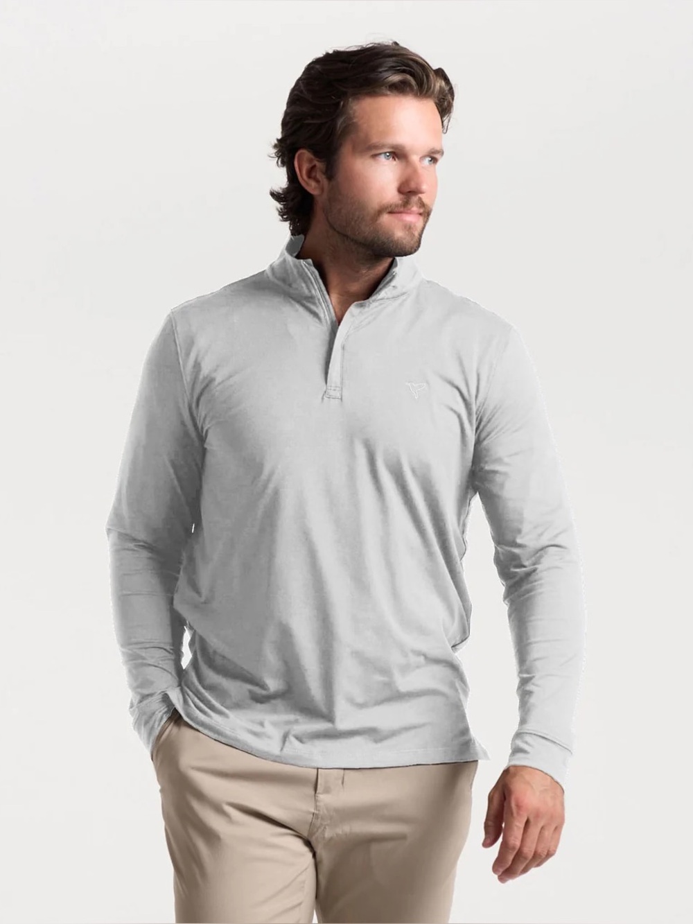 Birddogs Men's Long-Sleeve Quarter-Zip Pullover - goose grey light grey